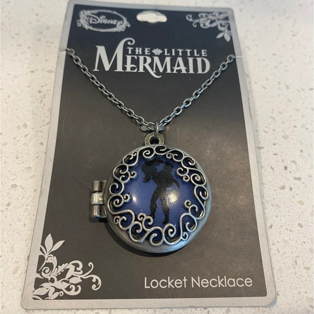 New Disney The Little Mermaid Locket Necklace Ariel & Prince Silver